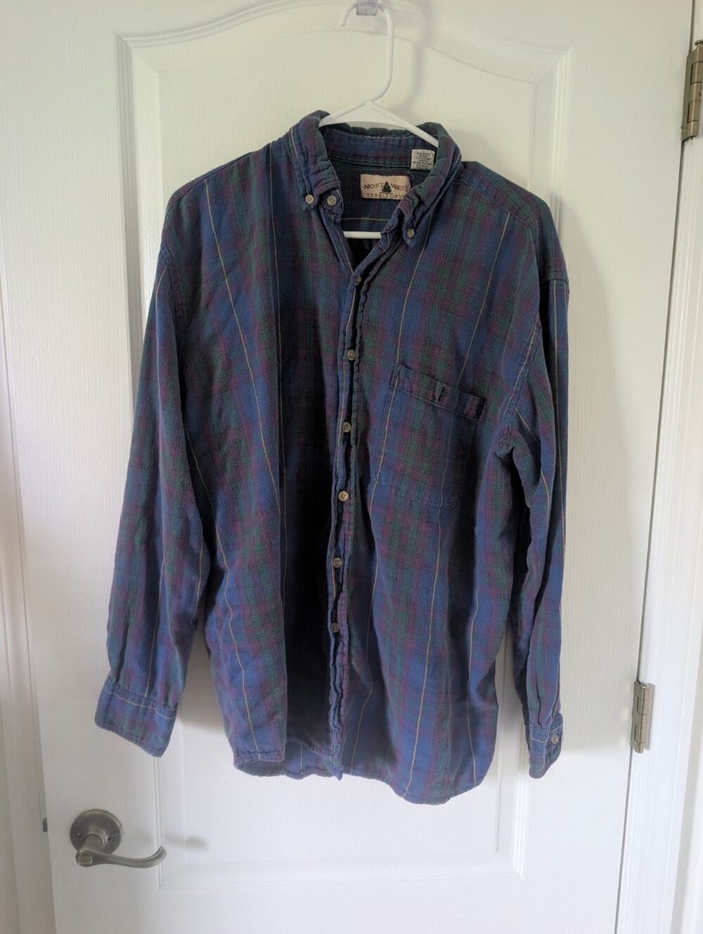 North West Territory Flannel Women's L 100% Cotton Blue Multicolored Large